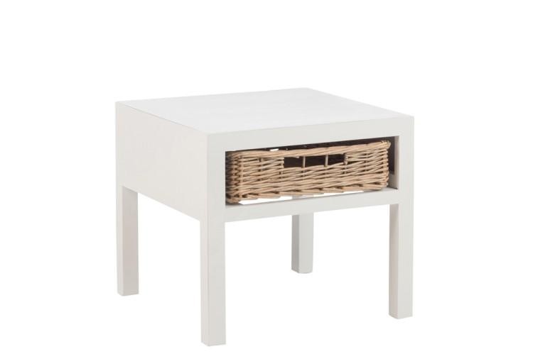 Bílý noční stolek s košíkem - 50*50*45 cm J-Line by Jolipa