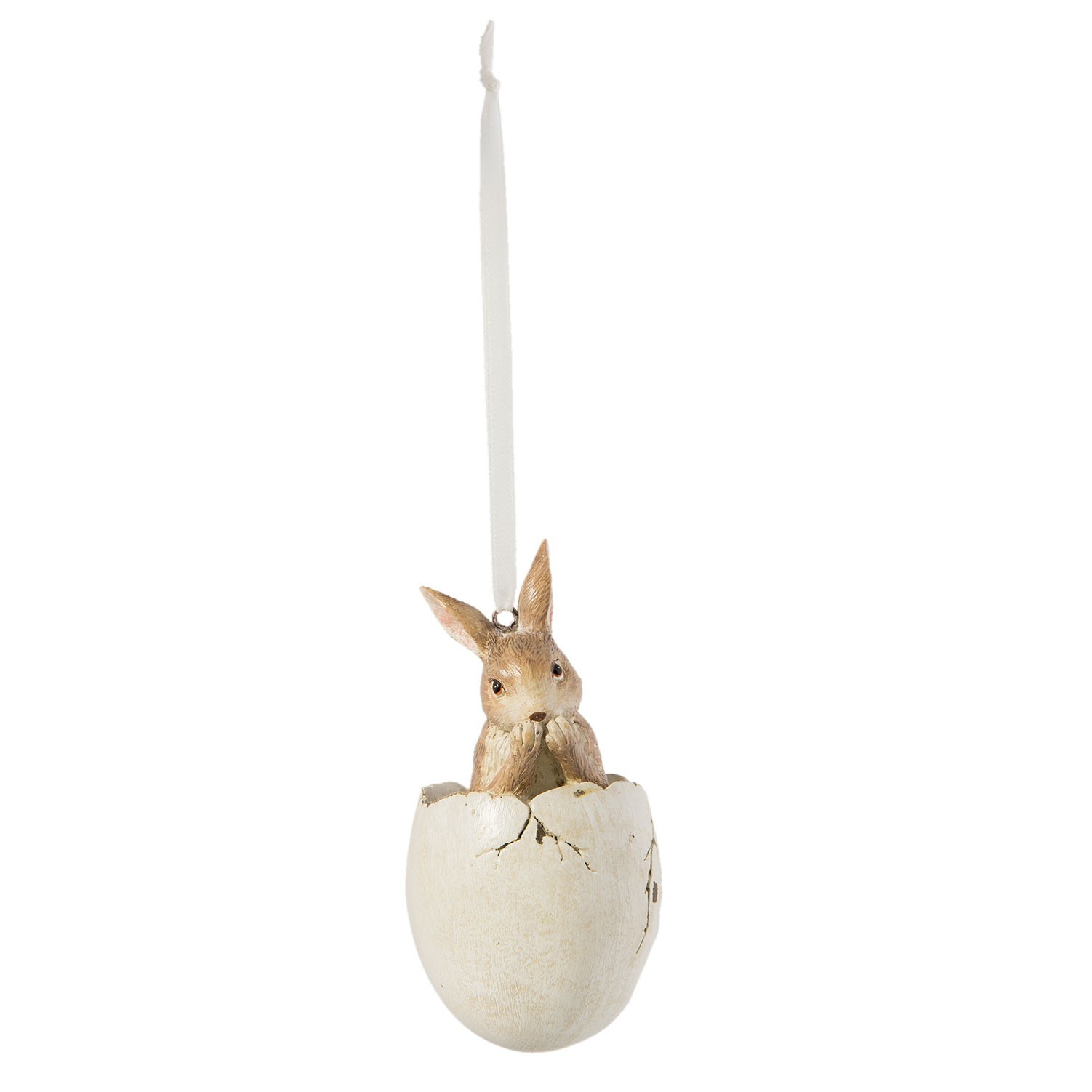 Závěsná velikonoční dekorace zajíček ve vajíčku - Ø 5*10 cm Clayre & Eef