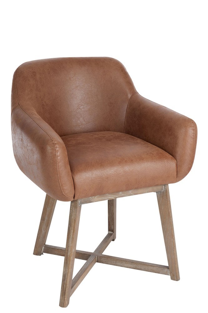 Hnědé kožené křeslo/ židle Venetta - 62*56*77 cm J-Line by Jolipa