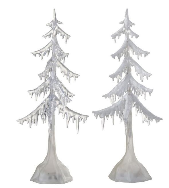 2 svítící vánoční stromky -  14*14*38cm J-Line by Jolipa
