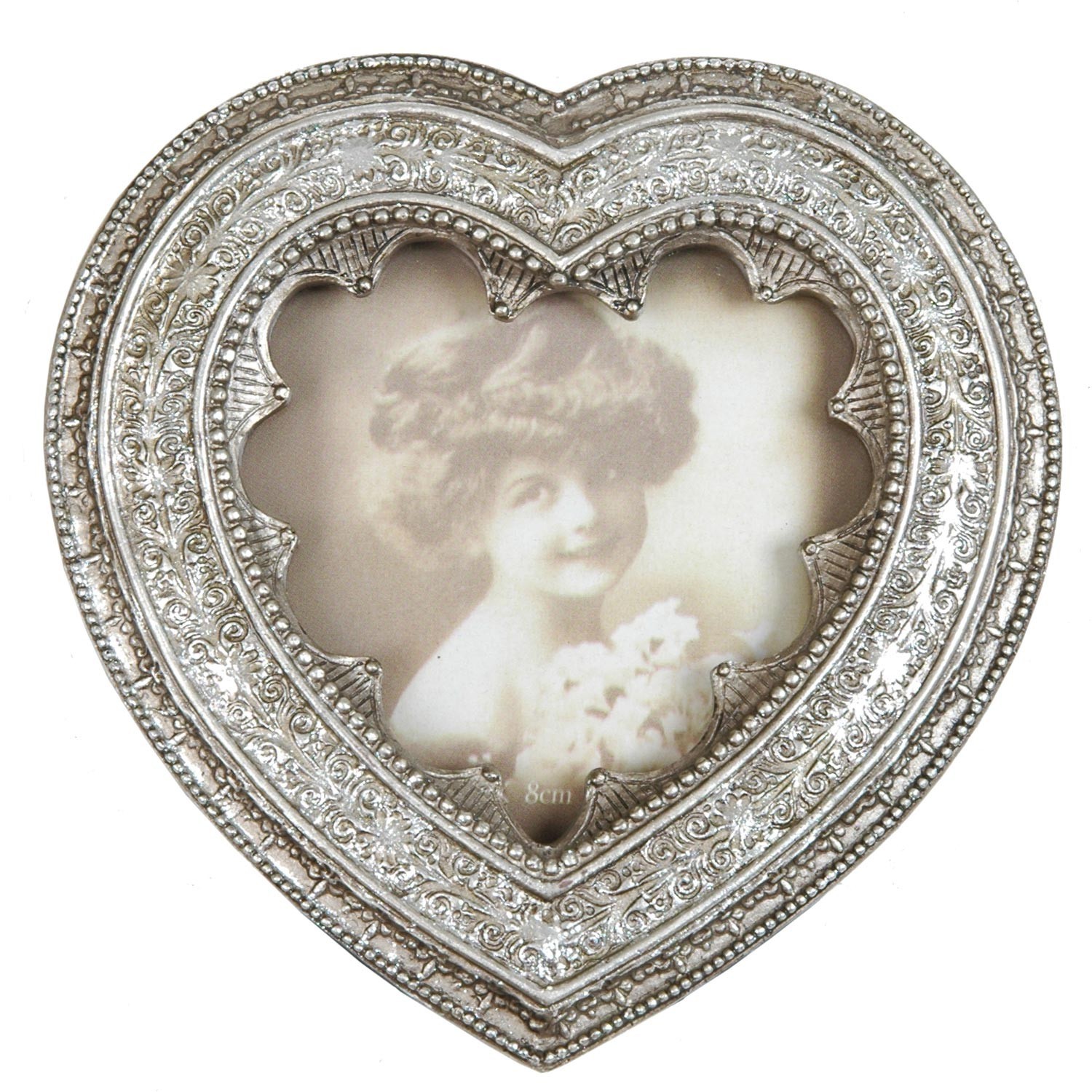 Vintage fotorámeček ve tvaru srdce - 12*12 cm / 9*9 cm Clayre & Eef