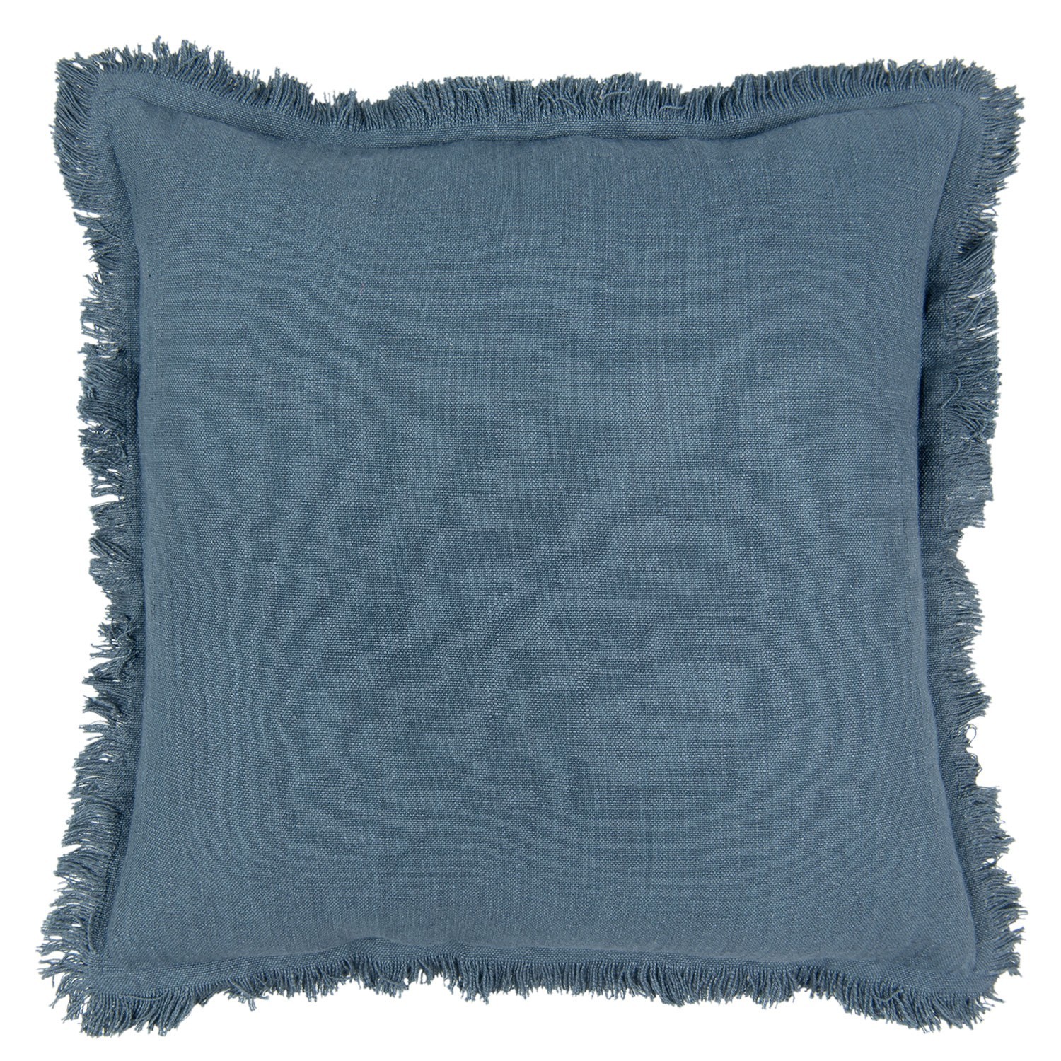 Tmavě modrý bavlněný polštář s trásněmi - 45*45 cm Clayre & Eef