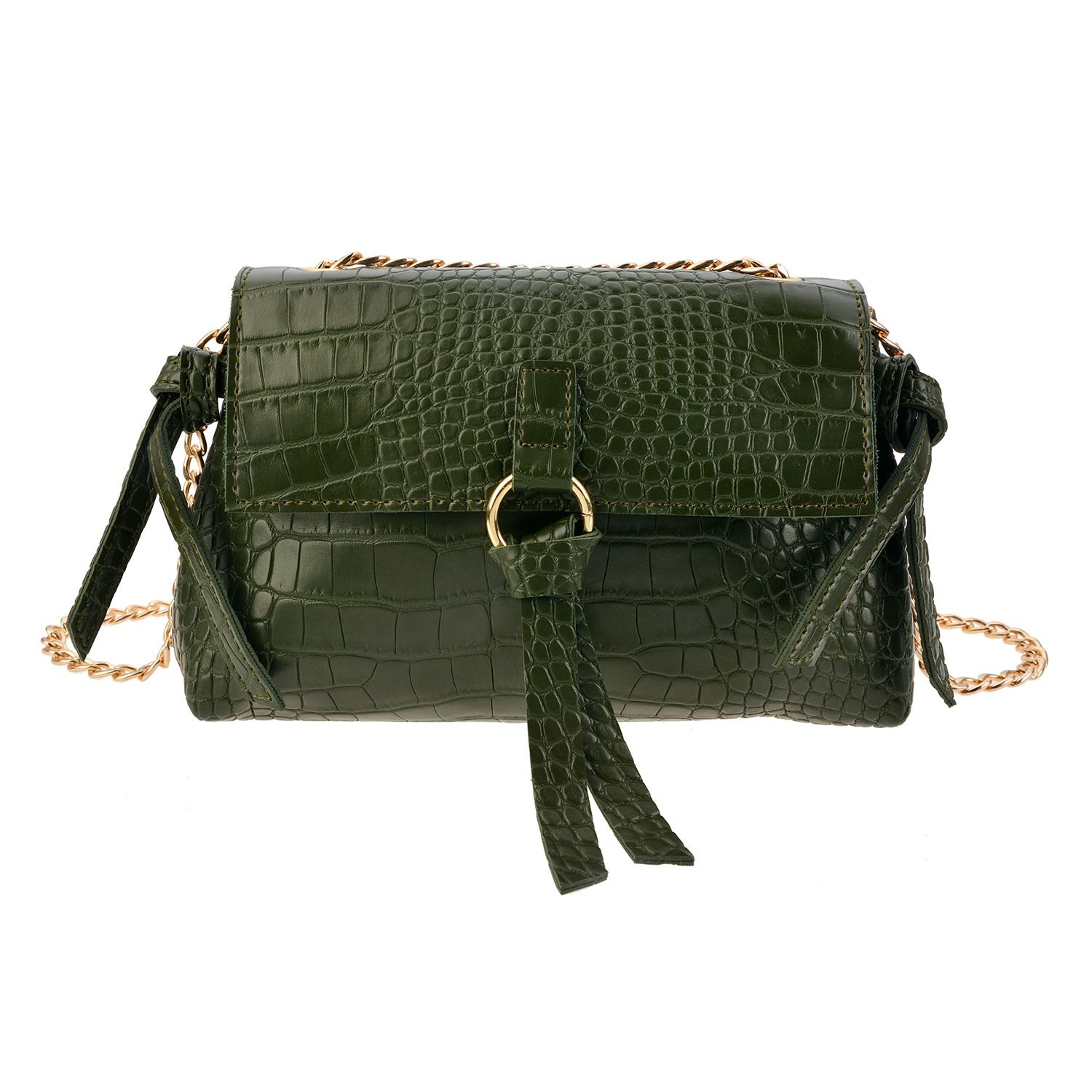 Zelená taška s imitací krokodýlí kůže - 23*8*13 cm Clayre & Eef