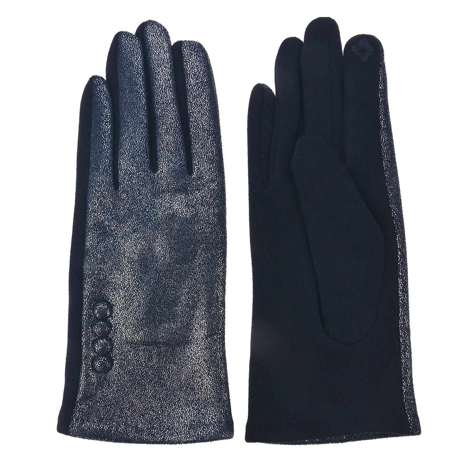 Tmavě modré zimní rukavice s knoflíky - 8*24 cm Clayre & Eef