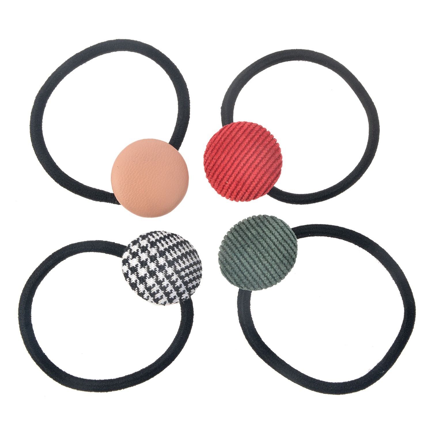4 ks černých gumiček s barevnými kolečky Clayre & Eef