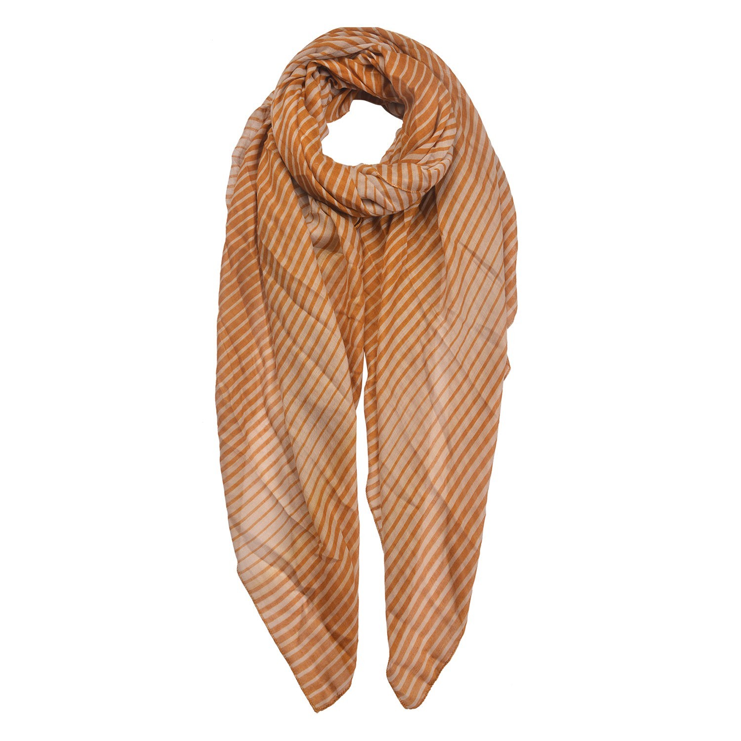 Okrovo béžový šátek s proužky - 90*180 cm Clayre & Eef