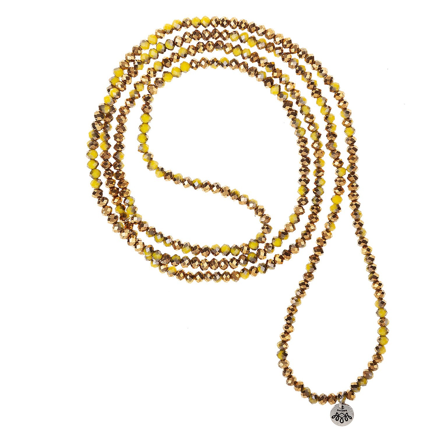 Žluto zlatý korálkový náhrdelník - 4 mm Clayre & Eef