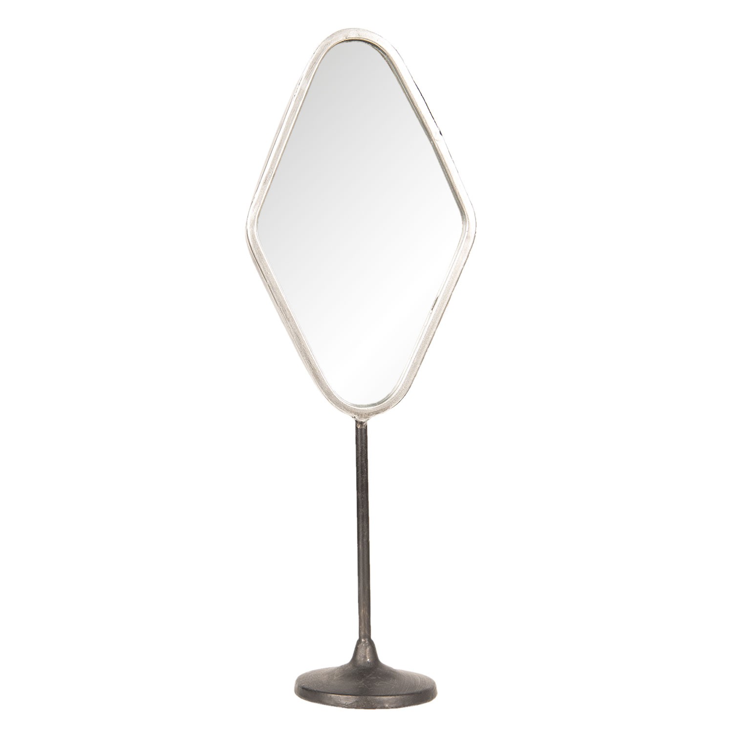 Stříbrné antik kovové stolní kosmetické zrcadlo - 14*9*43 cm Clayre & Eef
