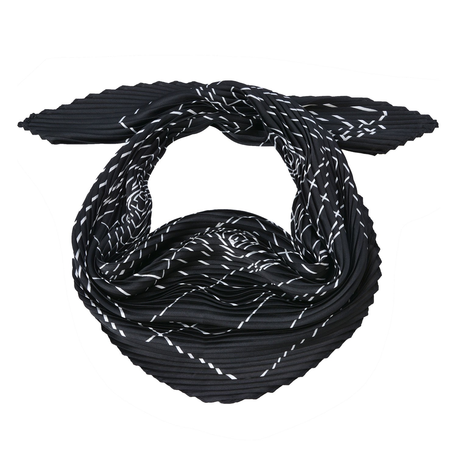 Černo bílý pruhovaný šátek - 70*70 cm Clayre & Eef