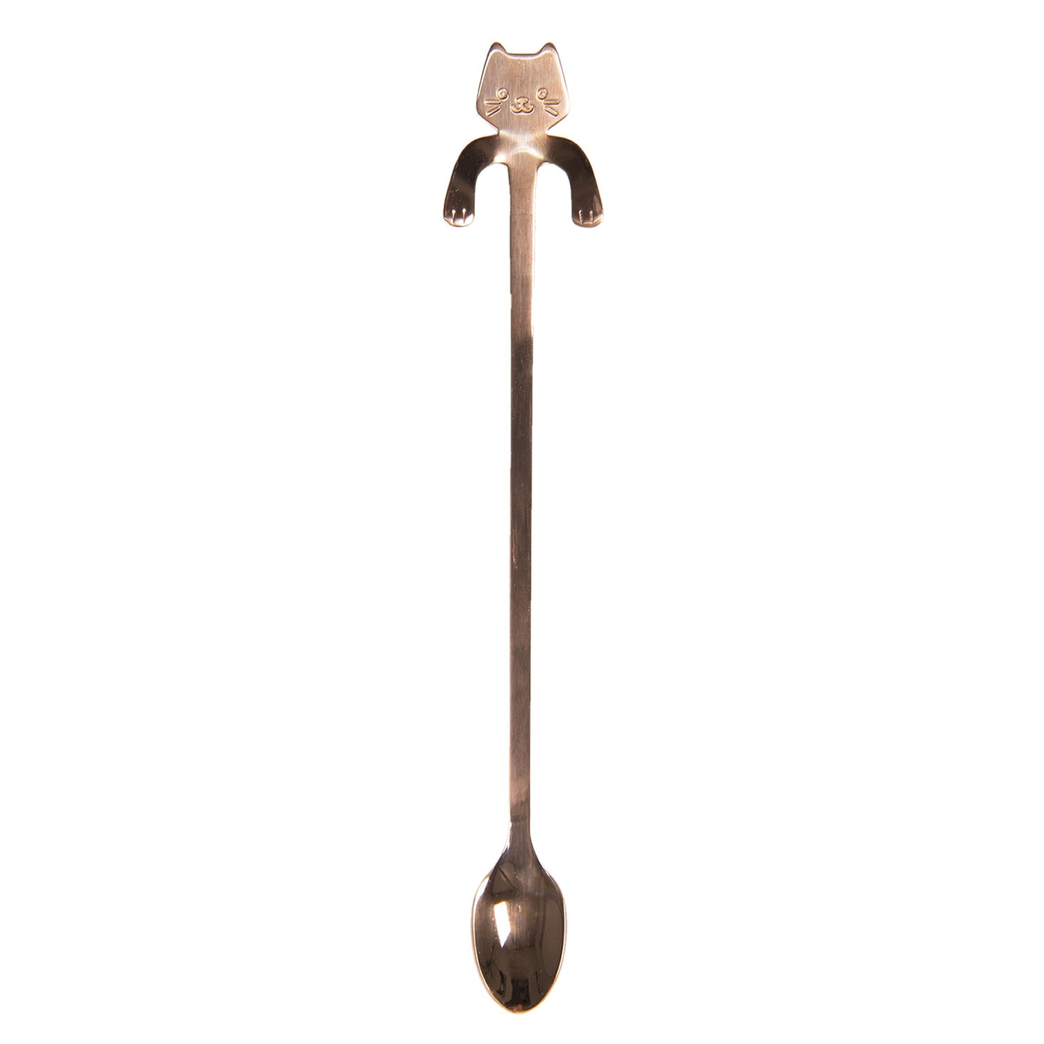 Úzká dlouhá lžička s kočičkou - bronzová - 3*20 cm Clayre & Eef