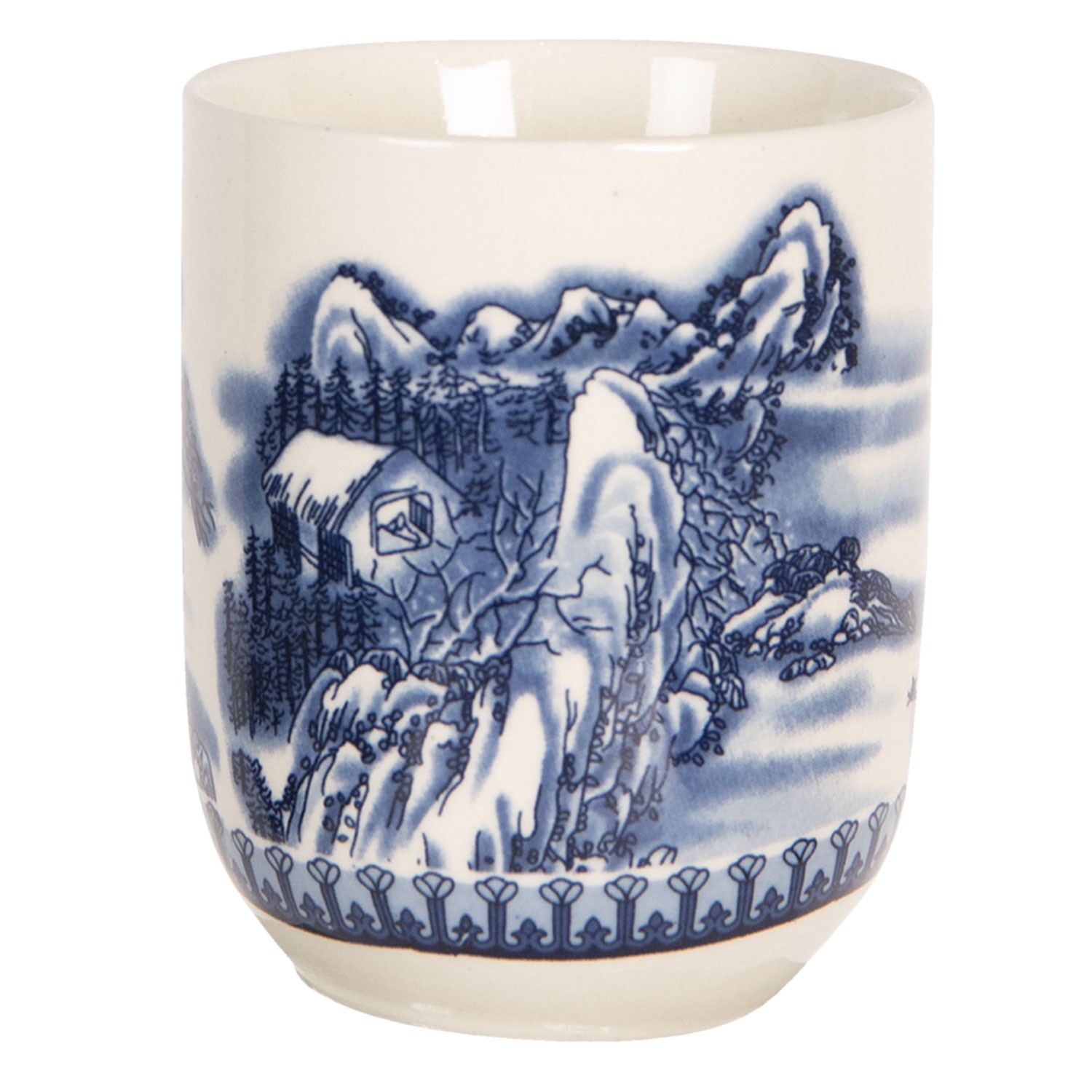 Porcelánový kalíšek na čaj s motivem hor - ∅ 6*8 cm / 0,1L Clayre & Eef