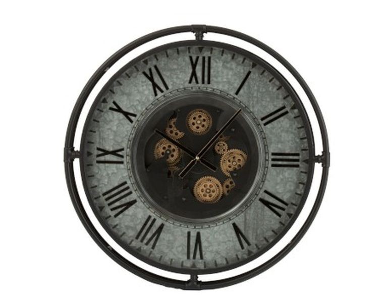 Kovové nástěnné hodiny s pohyblivým strojkem Romani - ∅68*10cm J-Line by Jolipa