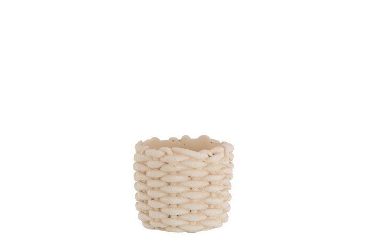 Béžový cementový květináč imitace lana S - Ø  16,5*14,5 cm J-Line by Jolipa