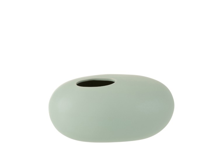 Světle zelená keramická oválná váza Pastel Green L - 25,2*15*13 cm J-Line by Jolipa