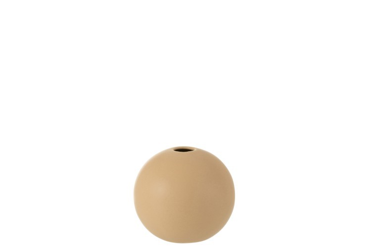 Krémová kulatá keramická váza Beige S - 12,3*12,3*11,5 cm J-Line by Jolipa