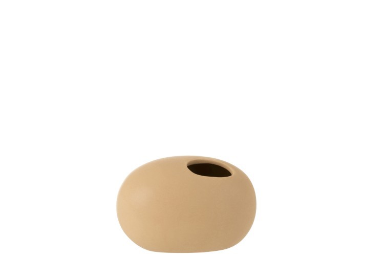 Béžová keramická oválná váza Matt Beige S - 16*10*10,6 cm J-Line by Jolipa