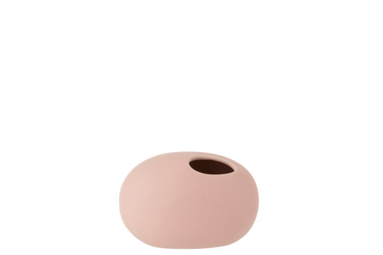 Světle růžová keramická oválná váza Matt Pink S - 16*10*11 cm J-Line by Jolipa