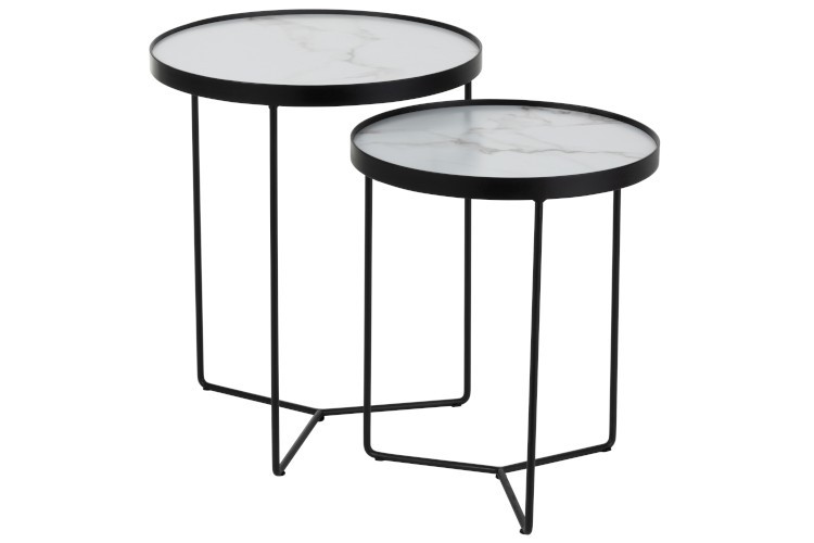 Set 2 odkládacích stolků v marble designu Helaine - Ø 45*55 cm J-Line by Jolipa