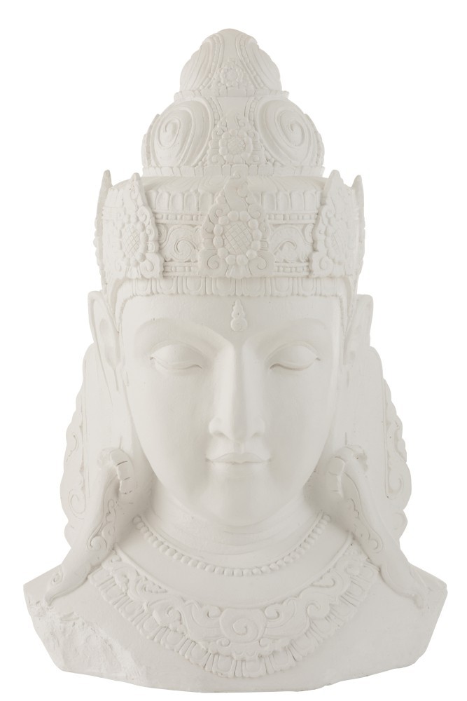 Bílá dekorace hlava Buddha - 56*41*84 cm J-Line by Jolipa
