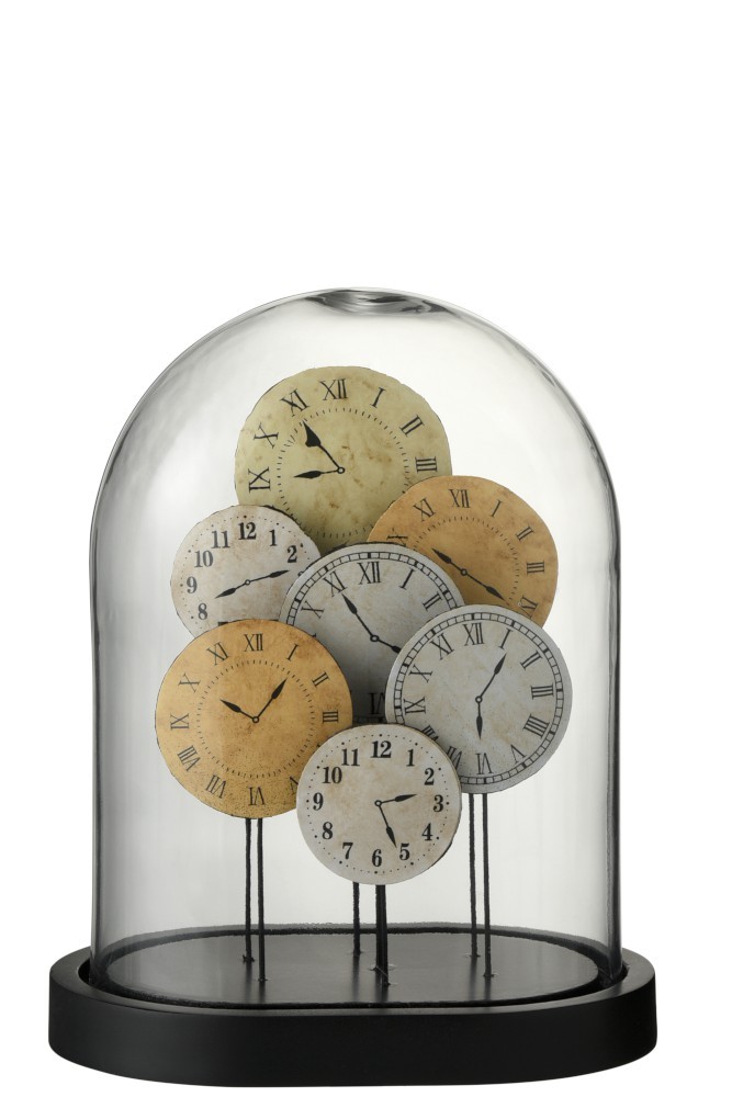 Skleněné dekorativní těžítko s hodinami S - 22*15,8*28,5 cm J-Line by Jolipa