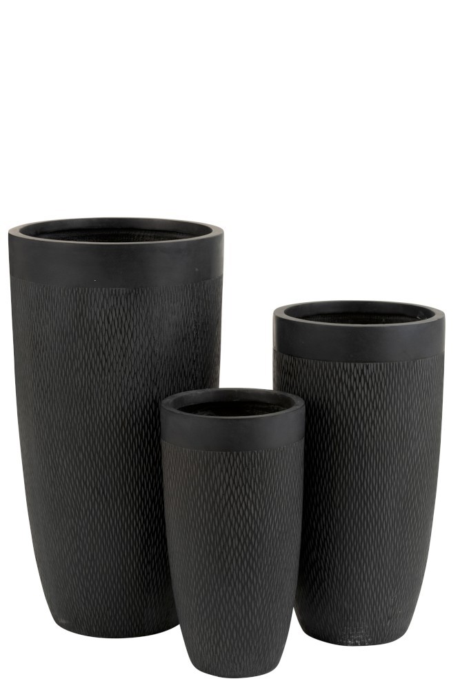 3 ks hnědočerná váza Clay - 38*38*72 cm J-Line by Jolipa