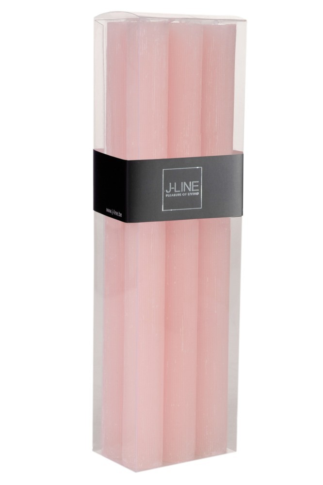 Box  6 růžových stolních  svíček  - 24 cm/13H J-Line by Jolipa