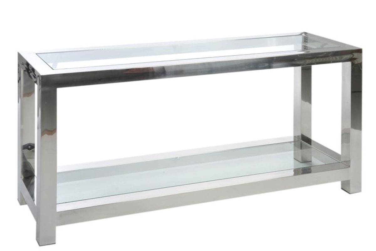 Stříbrný kovový konzolový stolek se skleněnou deskou Luxx - 140*40*70cm J-Line by Jolipa