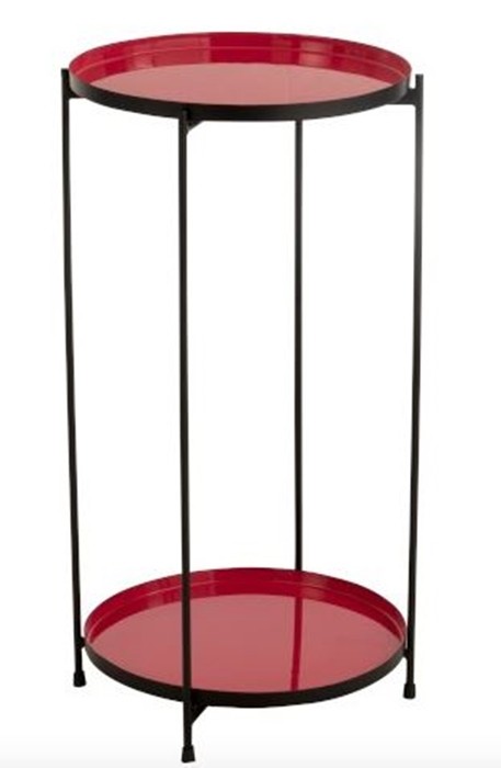 Červený kovový odkládací stolek Cerise - 32*8*60 cm J-Line by Jolipa