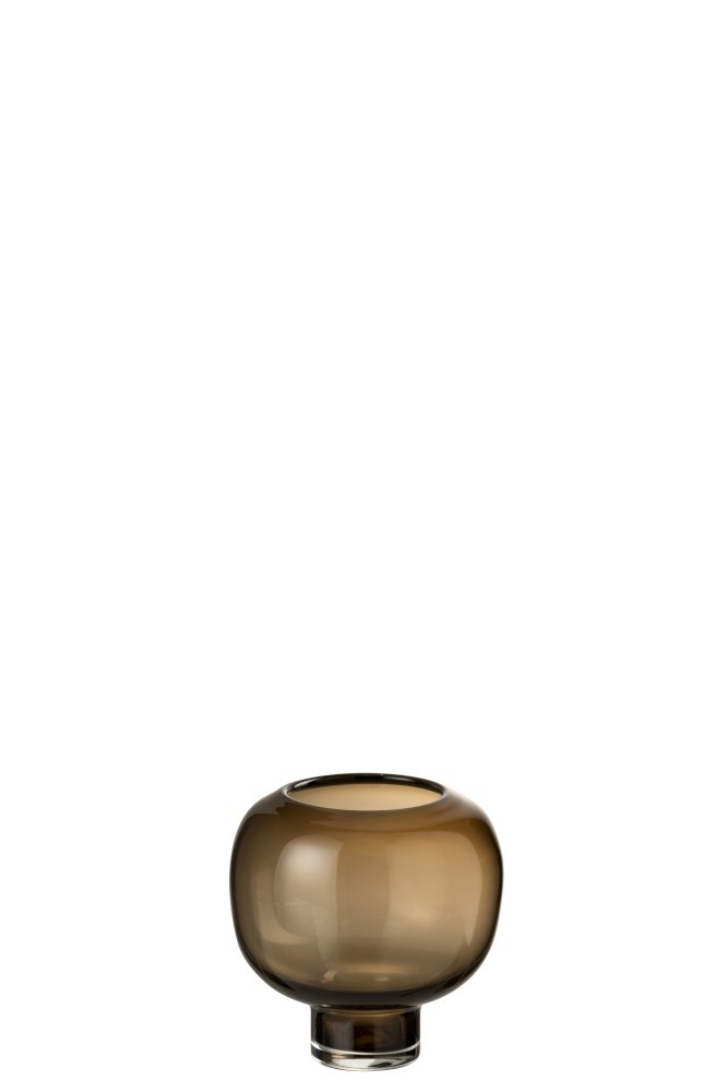 Hnědá skleněná váza / svícen Dark Brown S - 14*14*14 cm J-Line by Jolipa