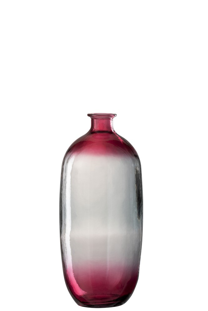 Růžová skleněná transparentní váza Ella- Ø  19*45 cm J-Line by Jolipa