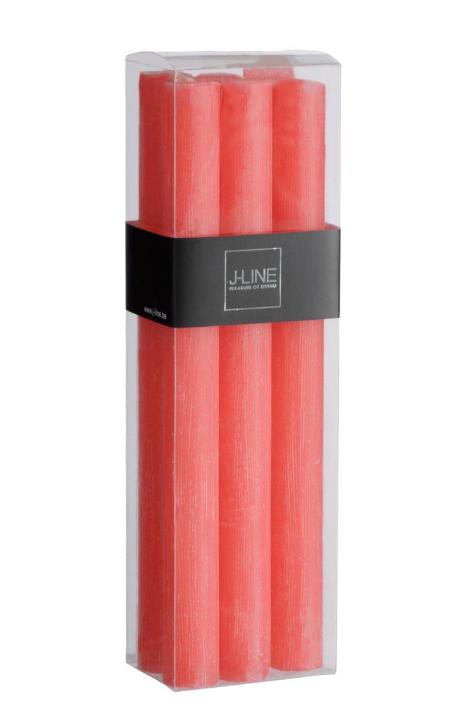 Box 6ks červených svíček  Watermelon -13H/24 cm J-Line by Jolipa