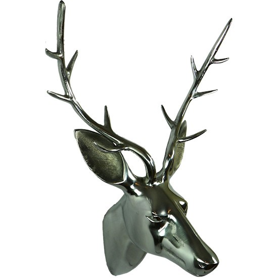 Sříbrná nástěnná dekorace hlava jelena Deer S - 15*14*32cm Mars & More