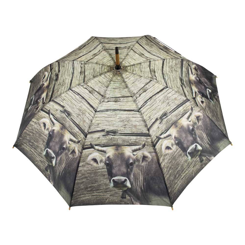 Šedý deštník s motivem švýcarské krávy - 105*105*88cm Mars & More