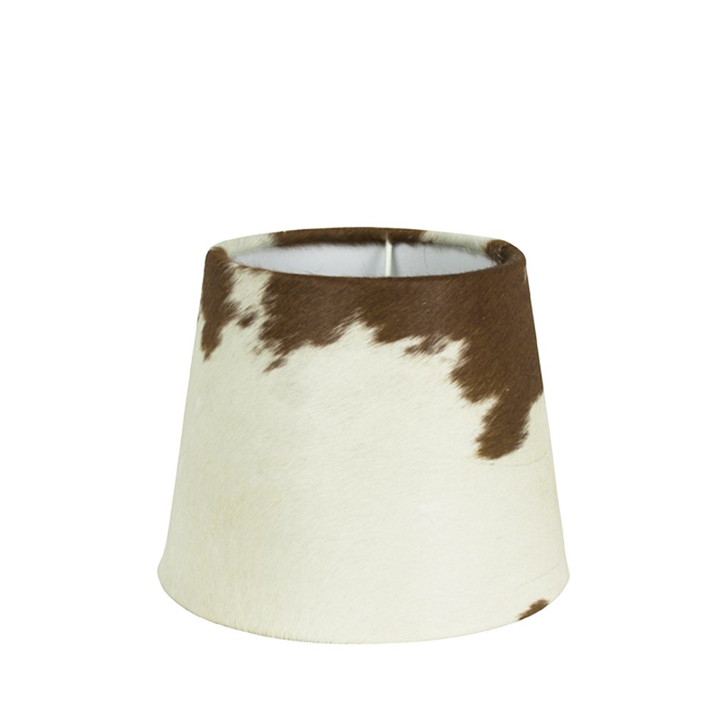 Stínidlo lampy z kravské kůže hnědá/ bílá - Ø 20*17cm Mars & More