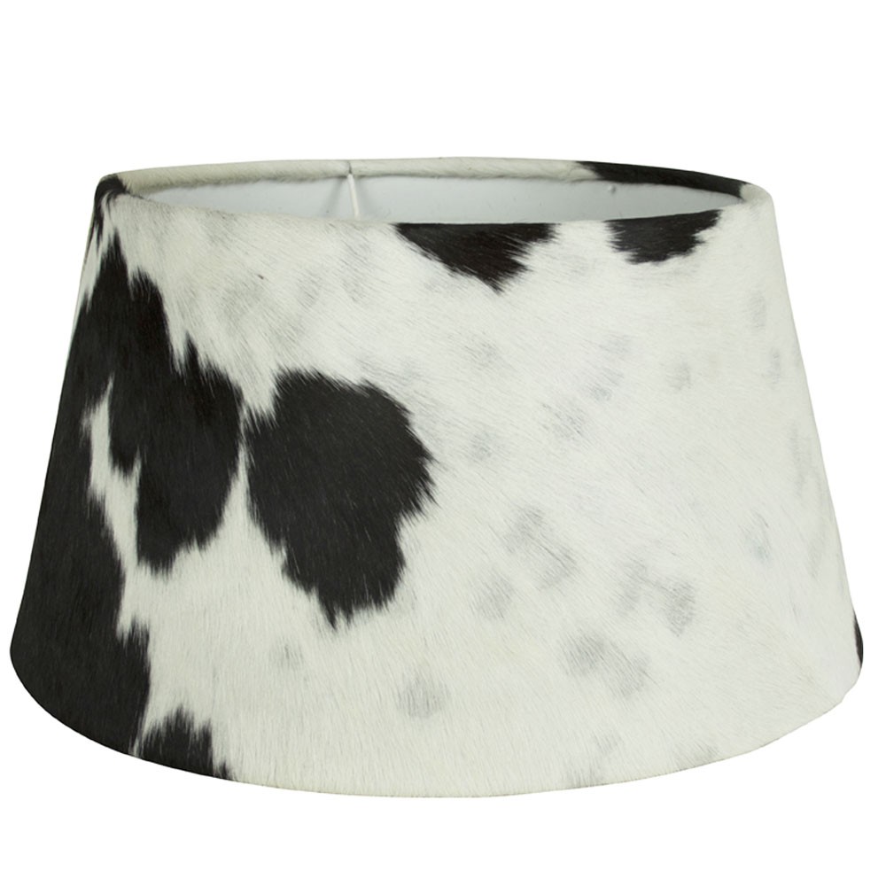 Stínidlo lampy z kravské kůže černá/ bílá - Ø 40*22,5cm Mars & More