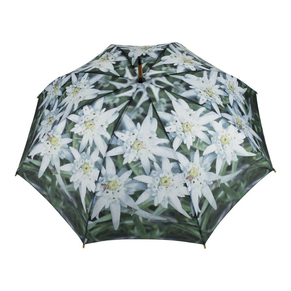 Deštník s květy Edelweiss a dřevěnou rukojetí  - Ø 105*88cm Mars & More