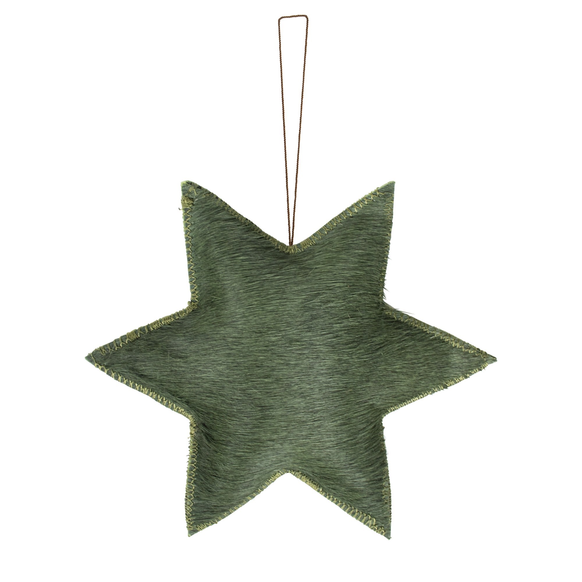 Závěsná dekorativní zelená hvězda z hovězí kůže L - 20*20*4,5cm Mars & More