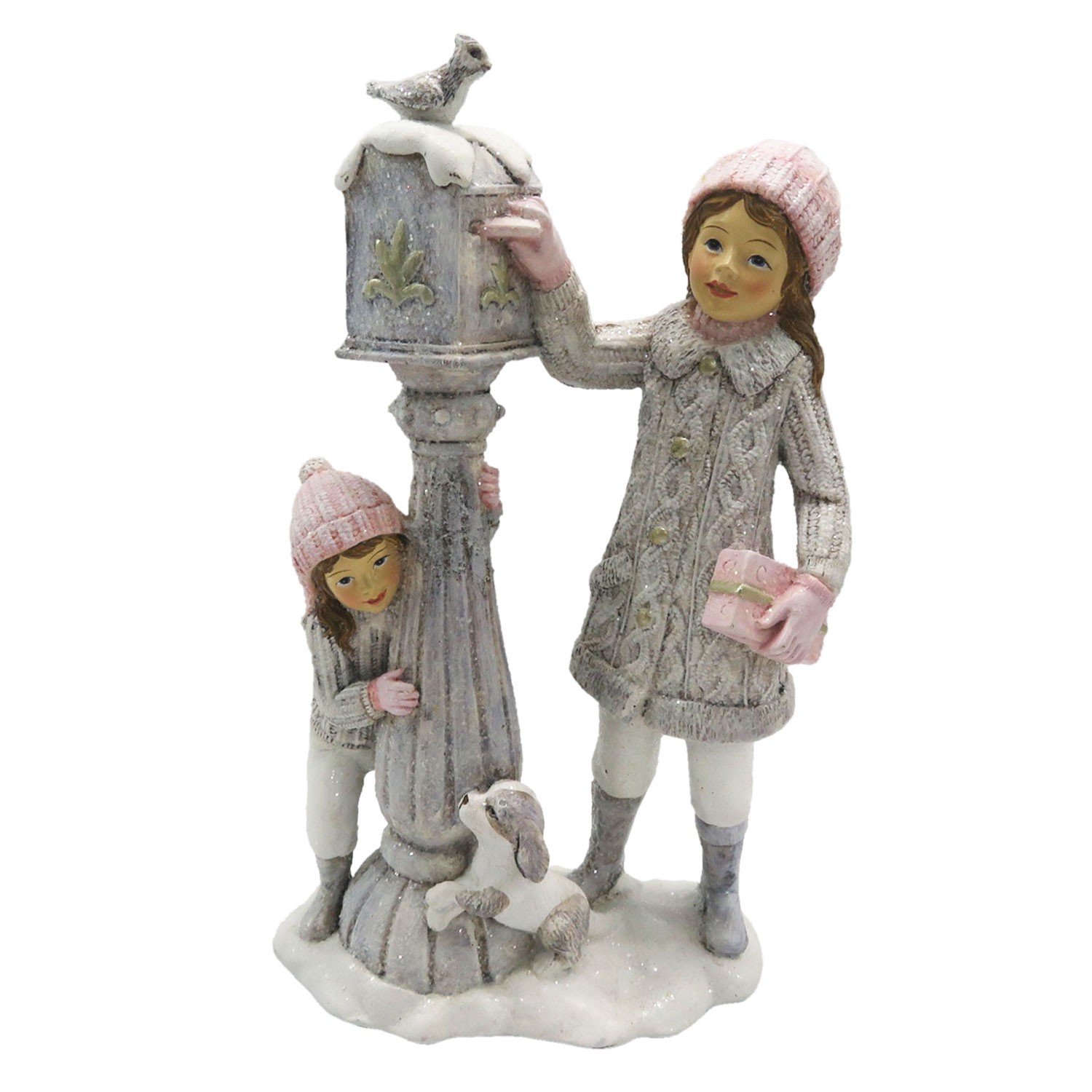 Zimní dekorace dívky u poštovní schránky - 13*7*22 cm Clayre & Eef