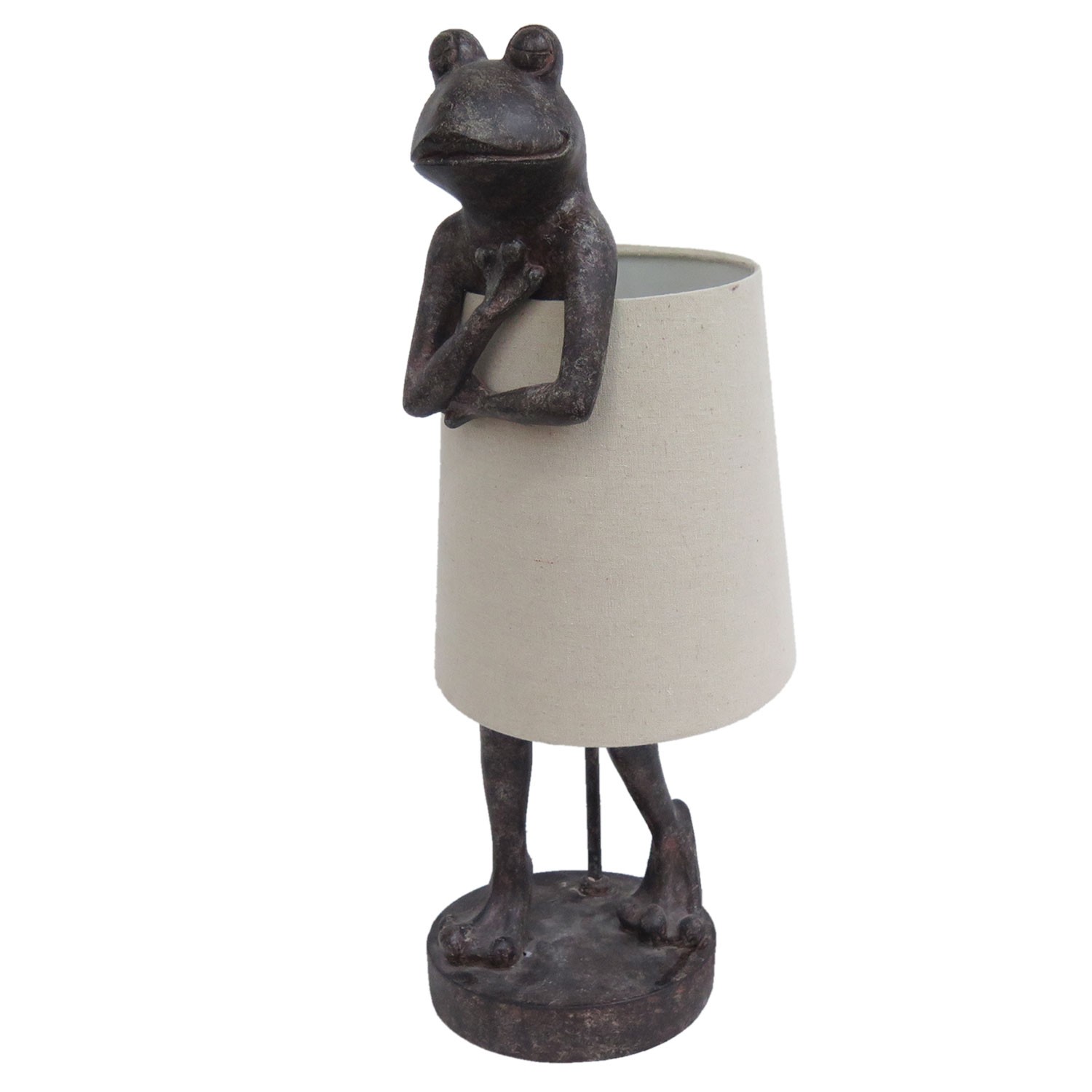 Stolní lampa s textilním stínidlem v designu žáby – Ø 23*56 cm Clayre & Eef