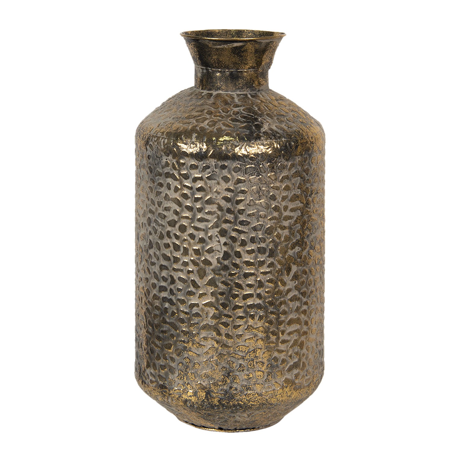 Vysoká stříbrná kovová váza s reliéfem Marquite – Ø 26*56 cm Clayre & Eef