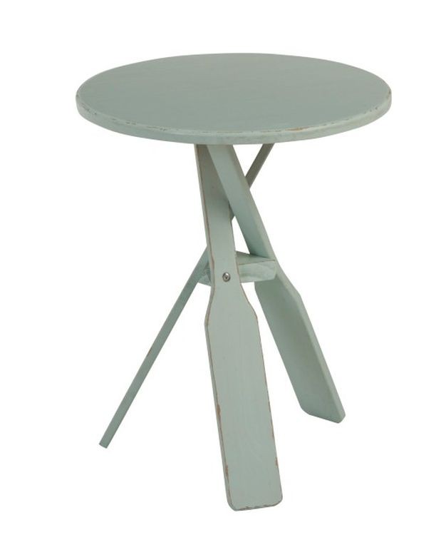 Mintový dřevěný odkládací stolek s pádly Paddles - Ø 45*56cm J-Line by Jolipa