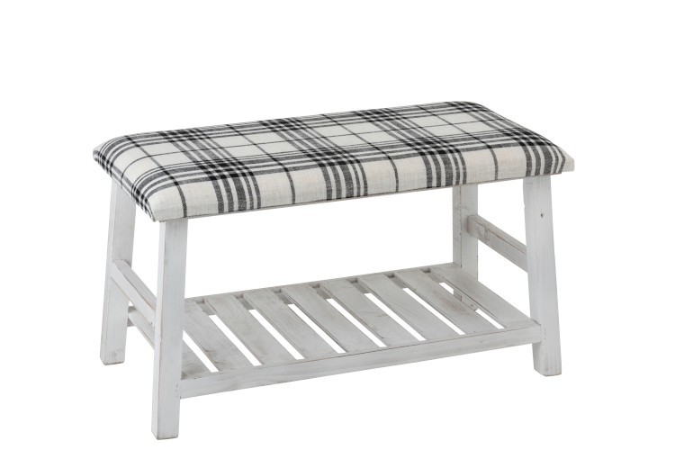 Bílá dřevěná lavice s textilním sedákem Matte - 80*40*44cm J-Line by Jolipa