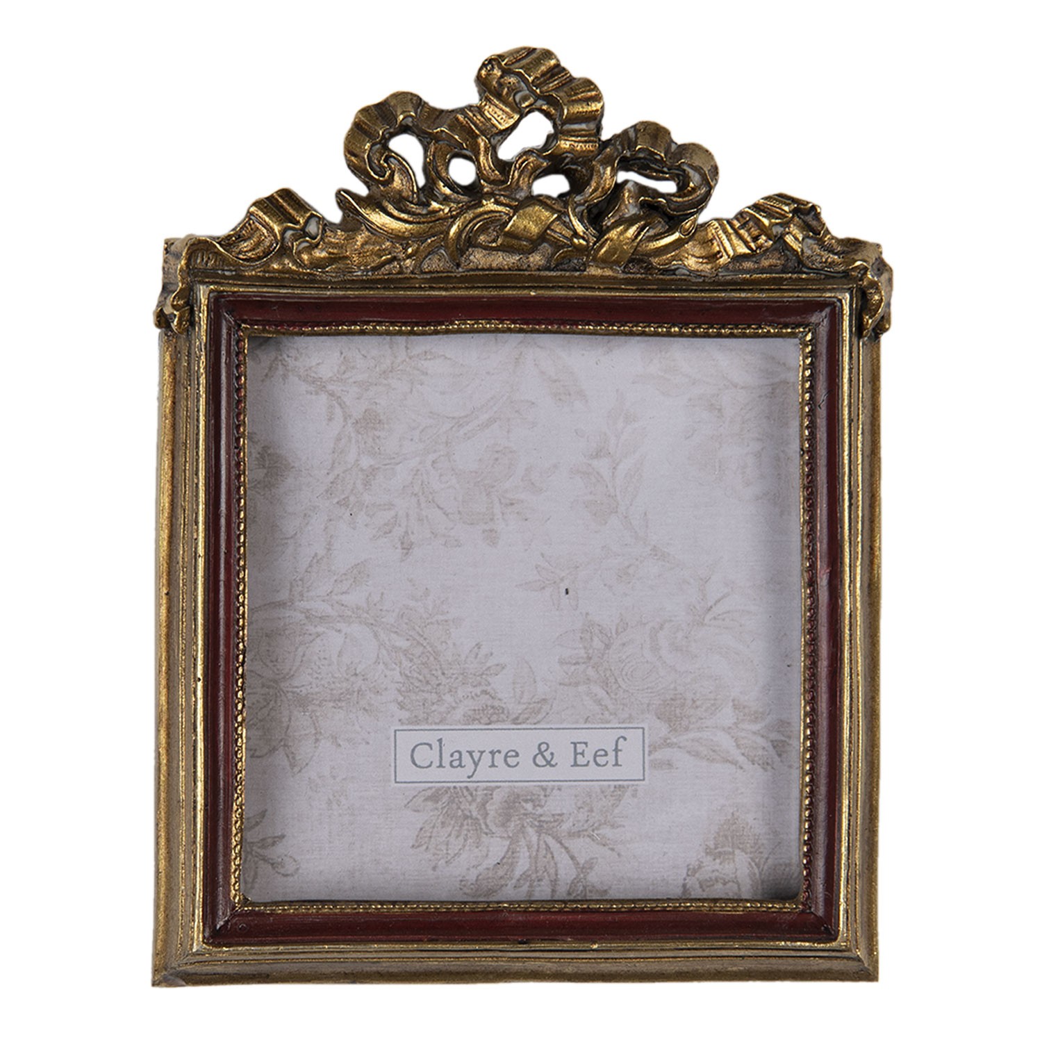 Zlatý zdobený fotorámeček ve vintage stylu - 9*1*11 cm / 7*7 cm Clayre & Eef