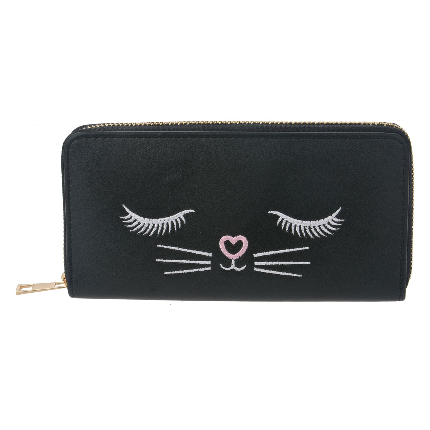 Černá peněženka s motivem spícího zvířátka - 19*10 cm Clayre & Eef