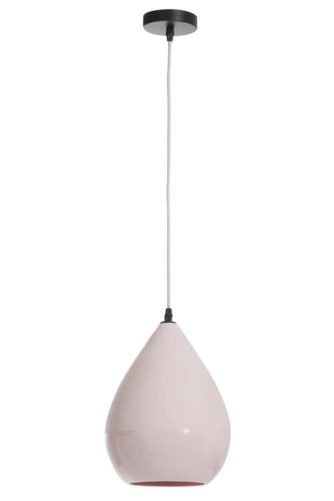 Růžová závěsná porcelánová lampa Drop - Ø 21*29,5 cm J-Line by Jolipa
