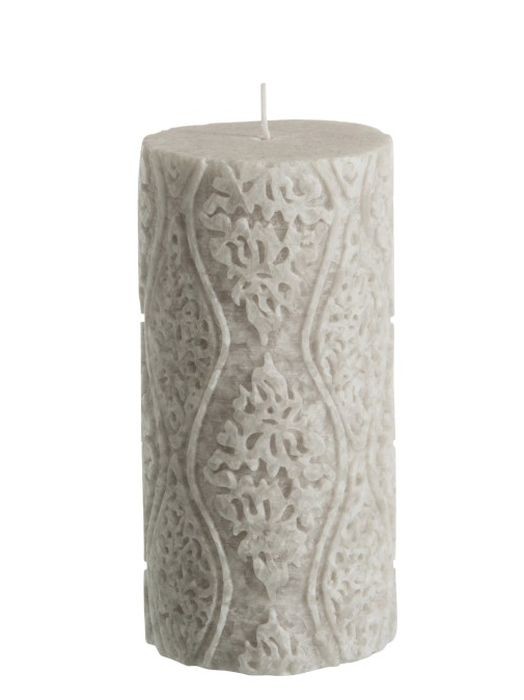 Mintová válcovitá svíčka s ornamenty - Ø7,5*15cm  J-Line by Jolipa