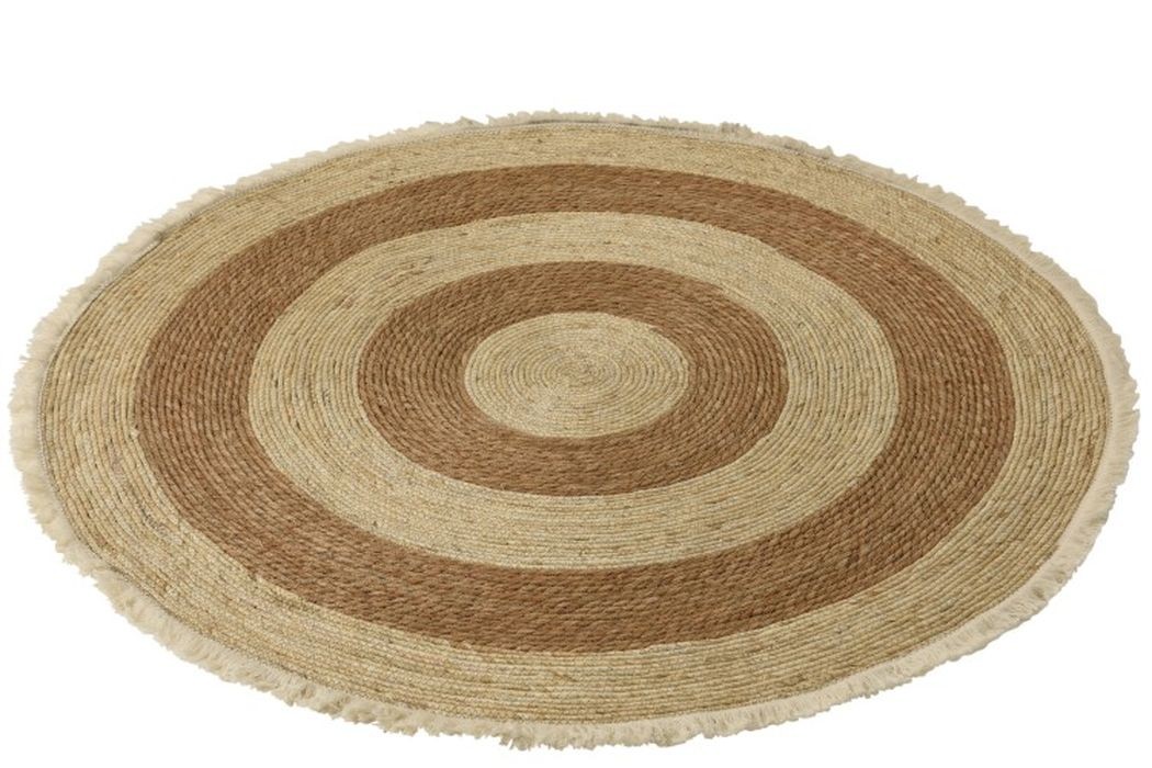 Přírodně-hnědý kulatý koberec z mořské trávy s třásněmi - Ø 120 cm J-Line by Jolipa