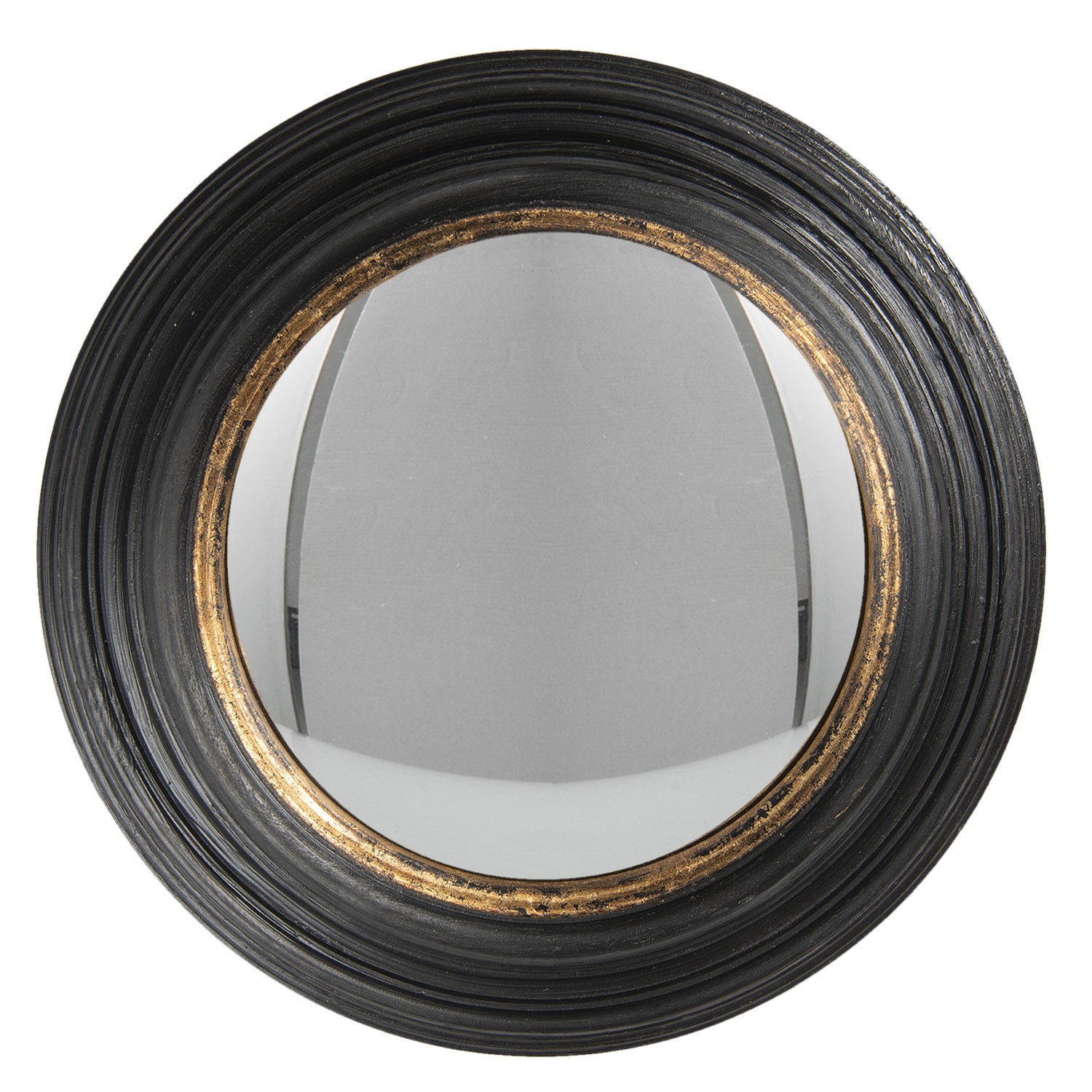 Nástěnné zrcadlo s černým rámem se zlatou linkou Beneoit – Ø 38 cm Clayre & Eef