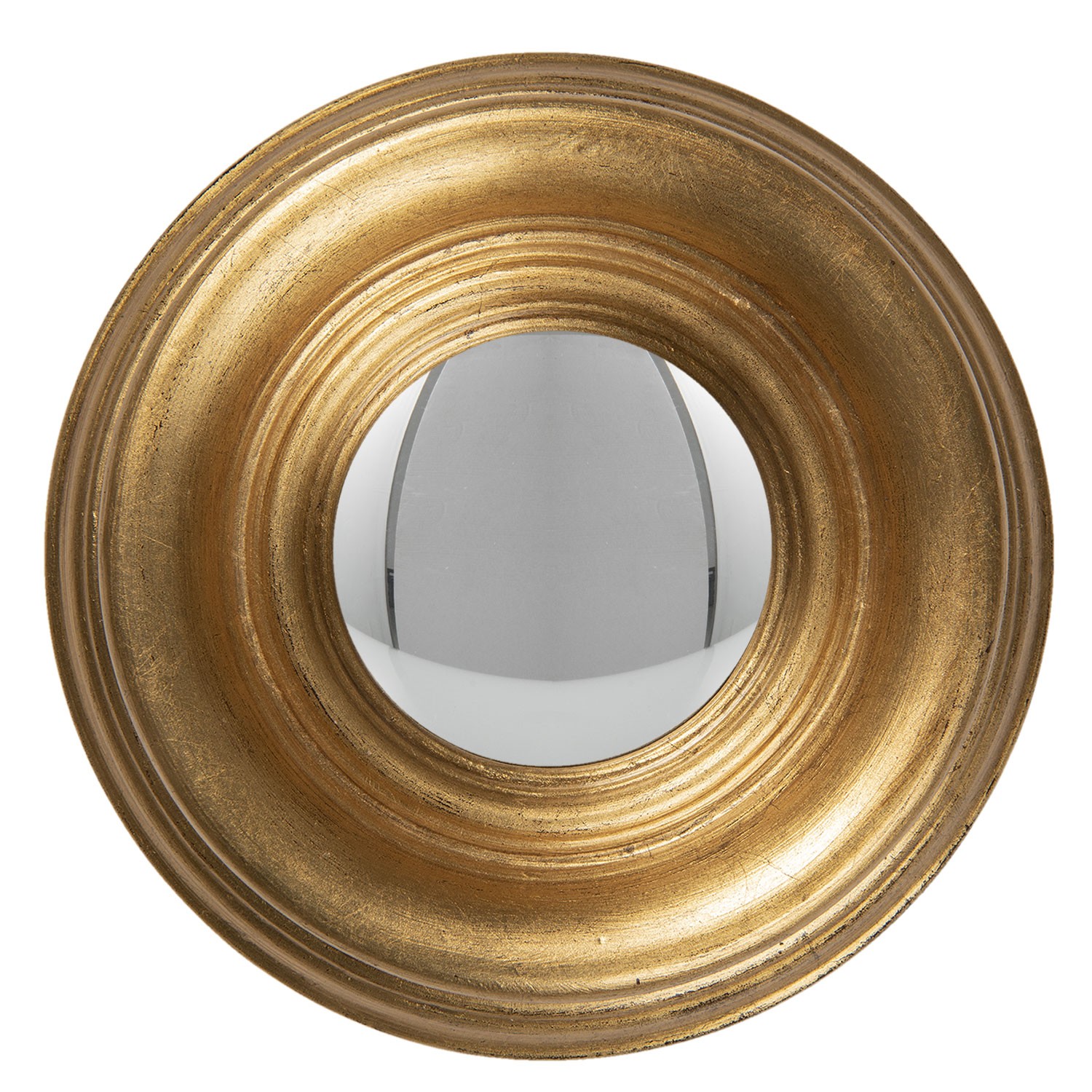 Nástěnné vypouklé zrcadlo ve zlatém rámu Beneoit – Ø 21*4 cm Clayre & Eef