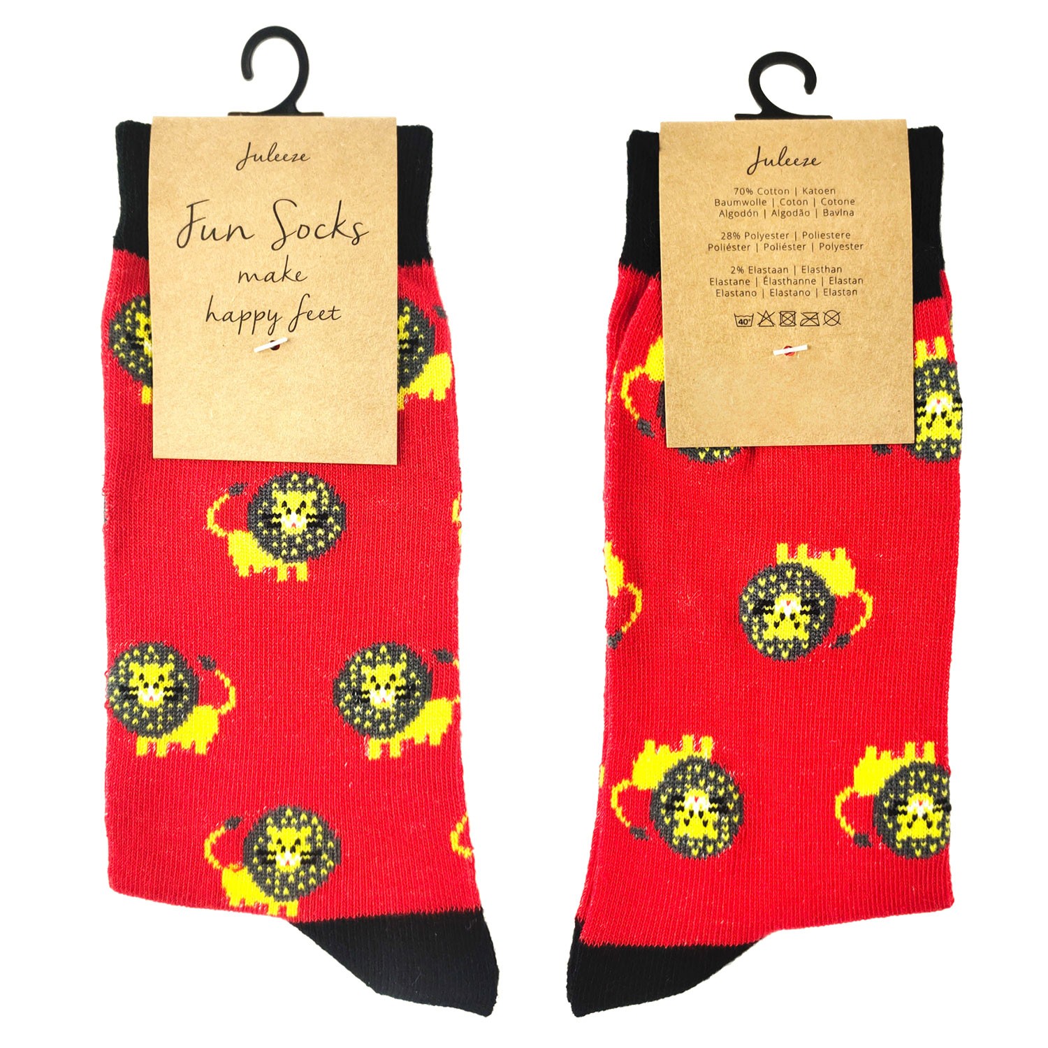 Veselé červené ponožky se lvíčky - 39-41 Clayre & Eef